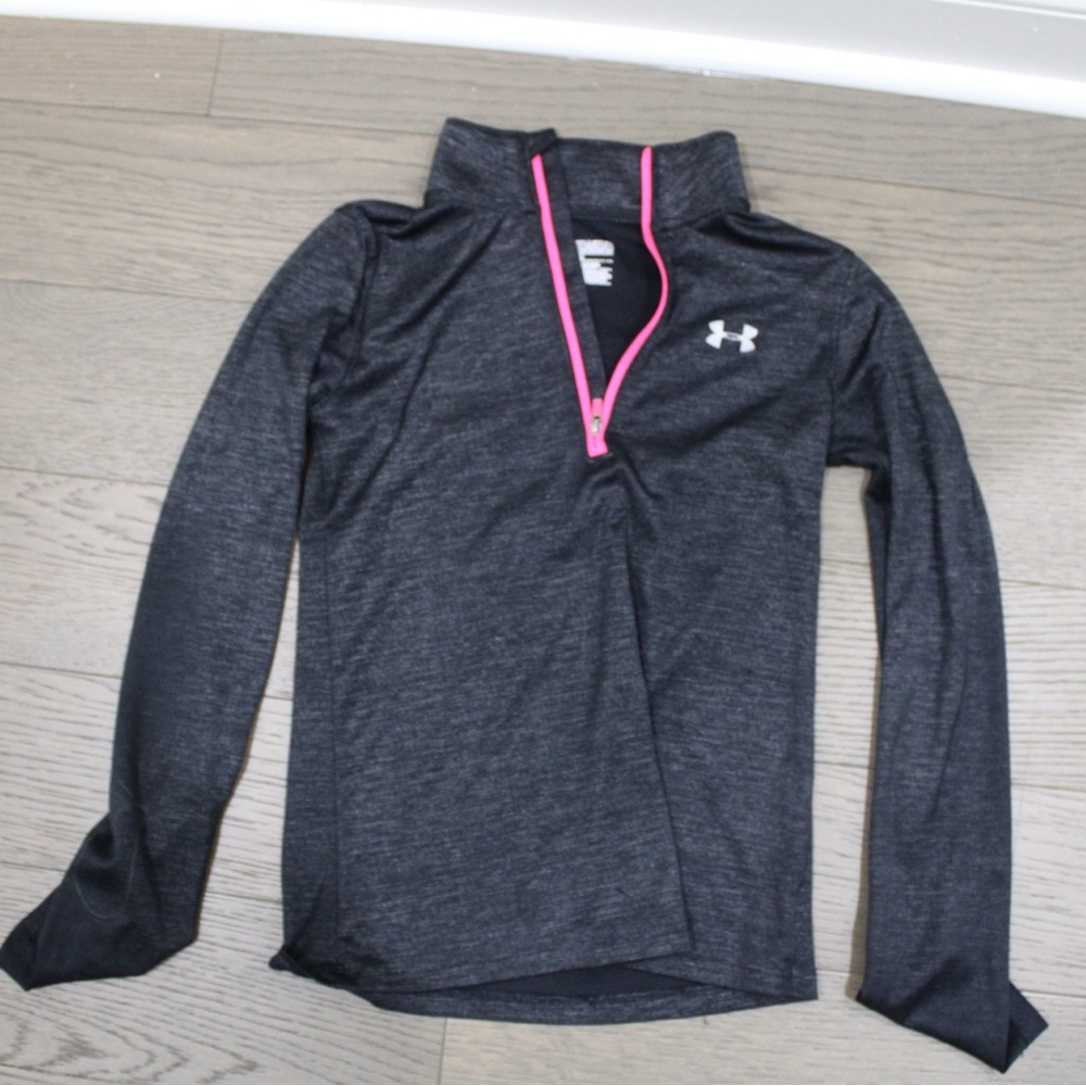 Under Armour Kids Long Sleeve Shirt - Black with Pink Zipper